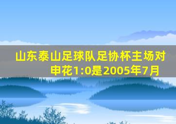 山东泰山足球队足协杯主场对申花1:0是2005年7月